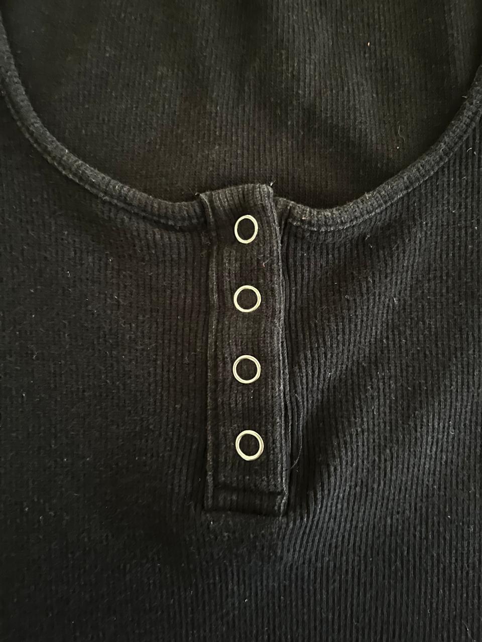 Quarter Button Black Women's Tshirt