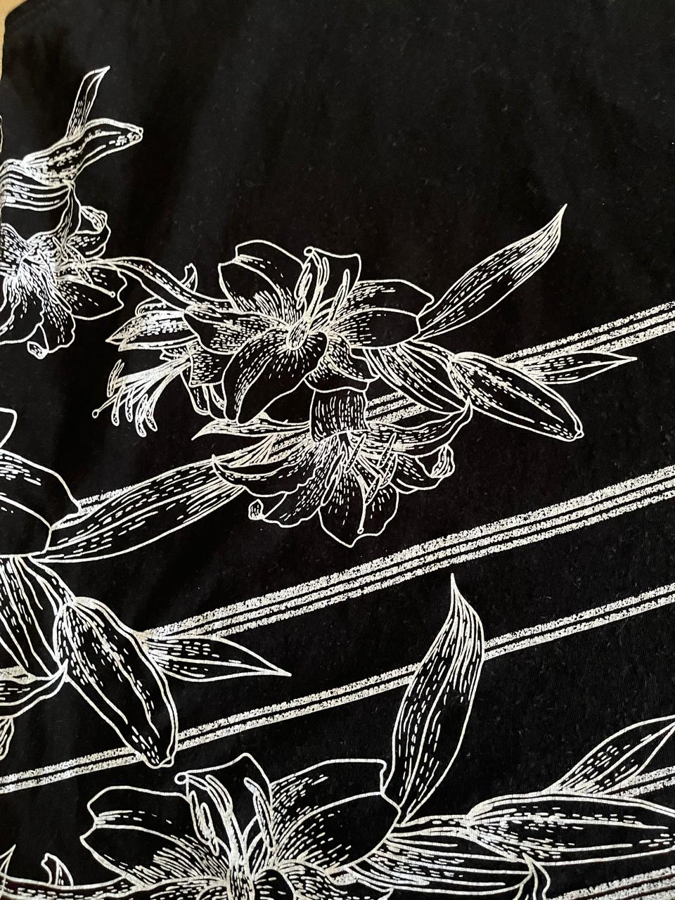 Black Flower Designed Women's Tank Top