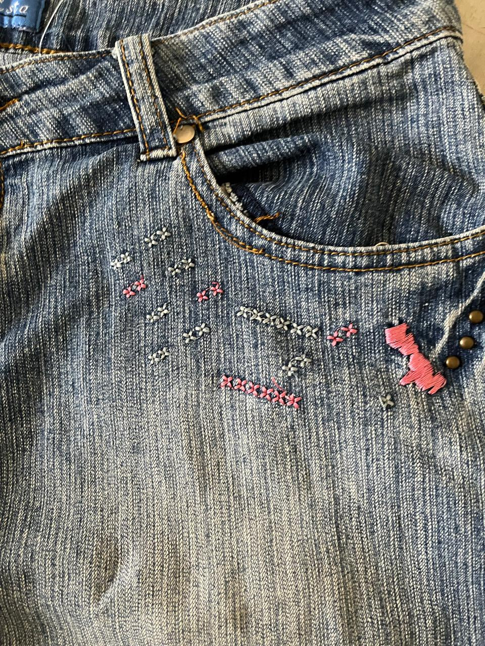Esta Blue Washed Denim Flared Jeans