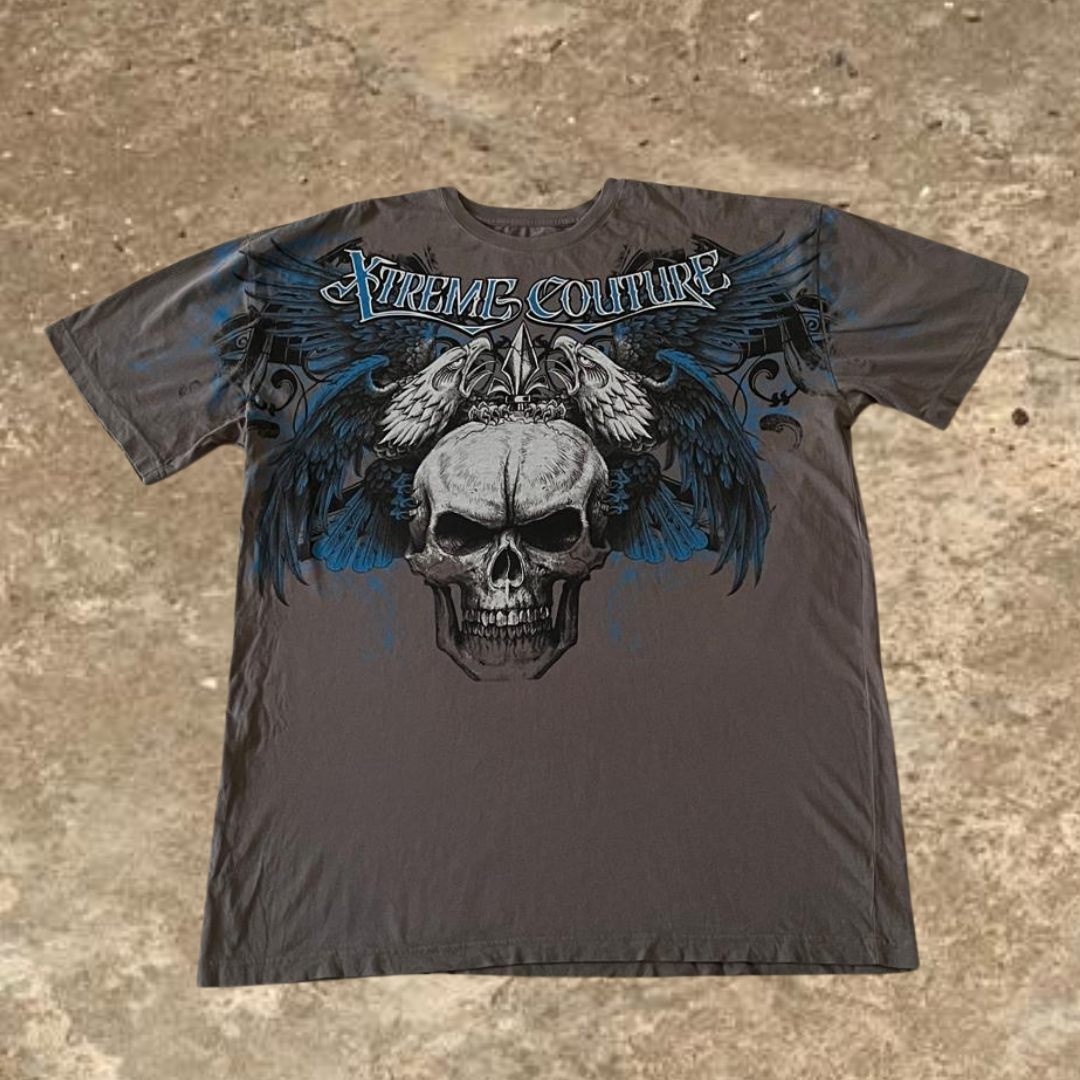 Vintage Xtreme Couture Affliction Men's XXL Crew Neck Grey Tee