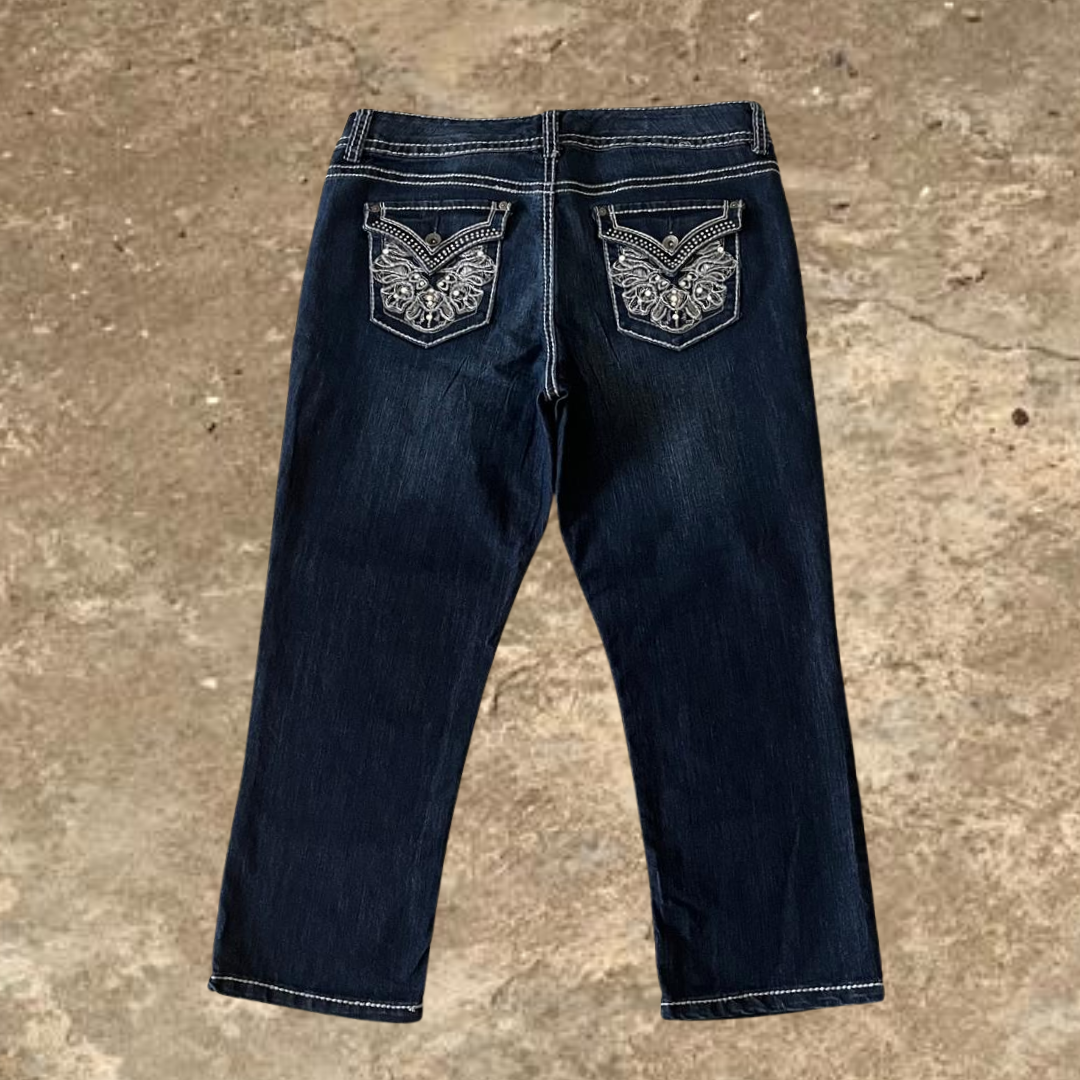 Nine West Y2k Embroidered Dark Blue Jeans