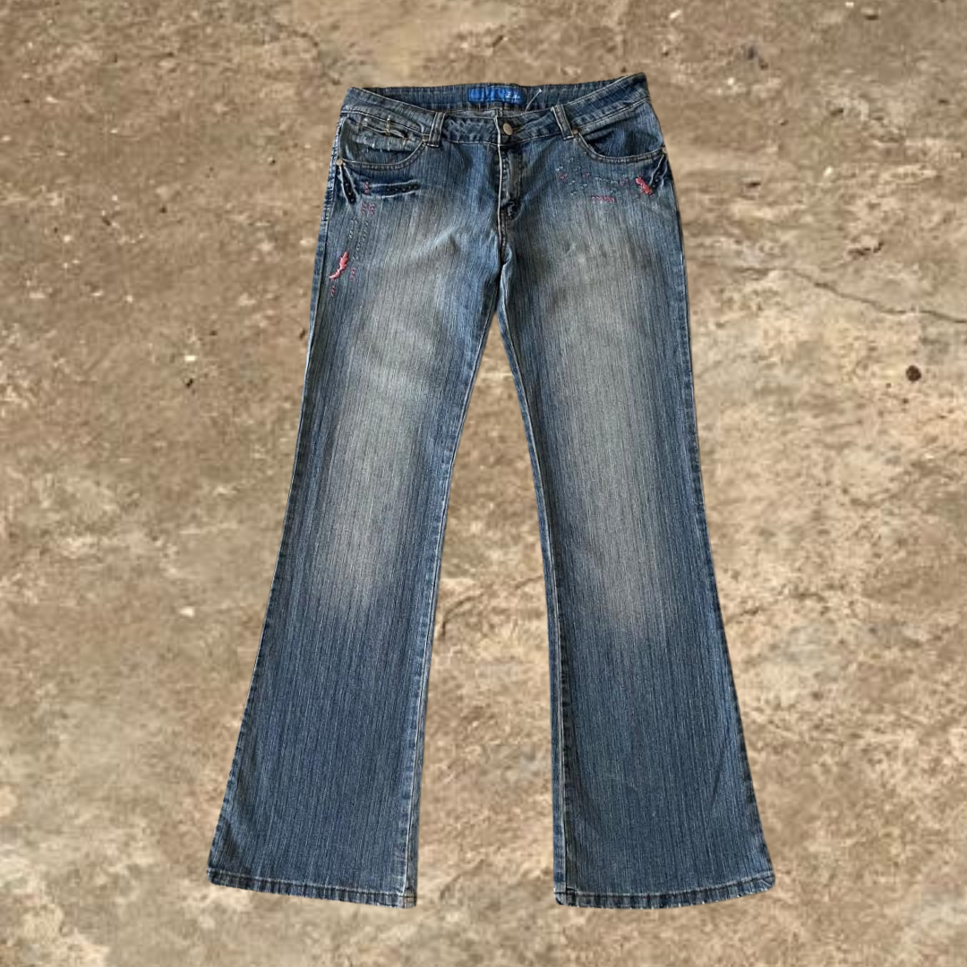 Esta Blue Washed Denim Flared Jeans