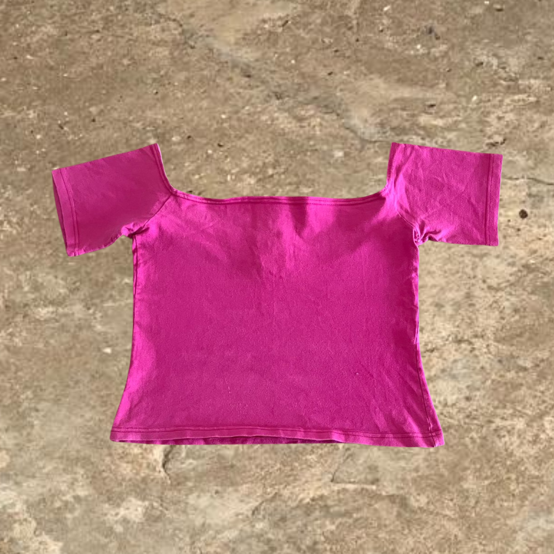 Pink Off Shoulder Crop Top