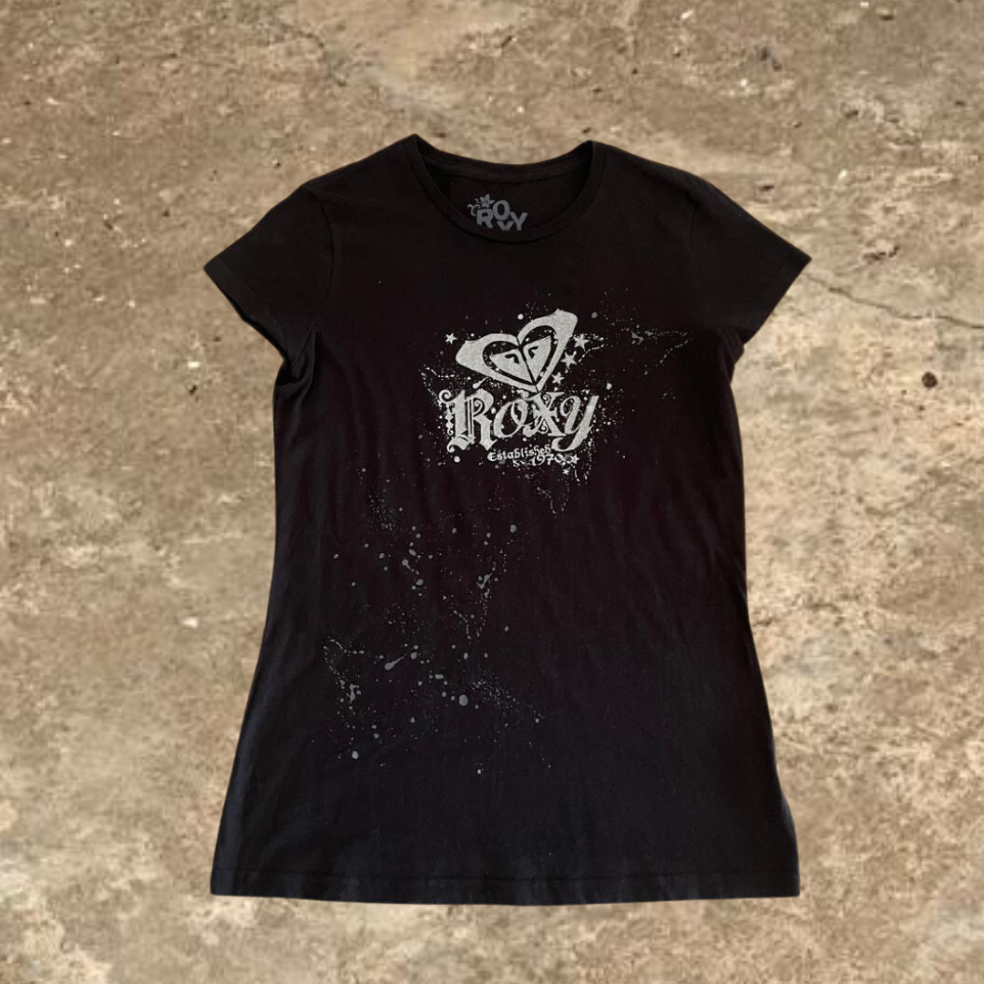 Roxy Women’s Black Short Sleeve Established 1970