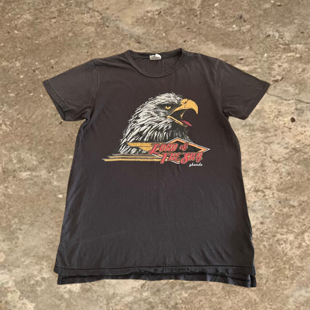 GHANDA T-shirt Black Eagle Graphic Lord of the Sky Surf Top Short Sleeve