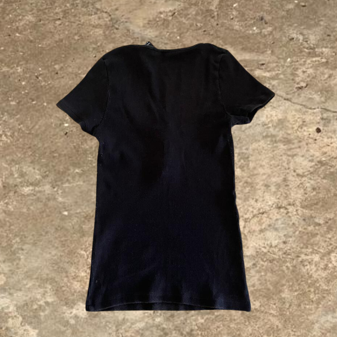 Quarter Button Black Women's Tshirt