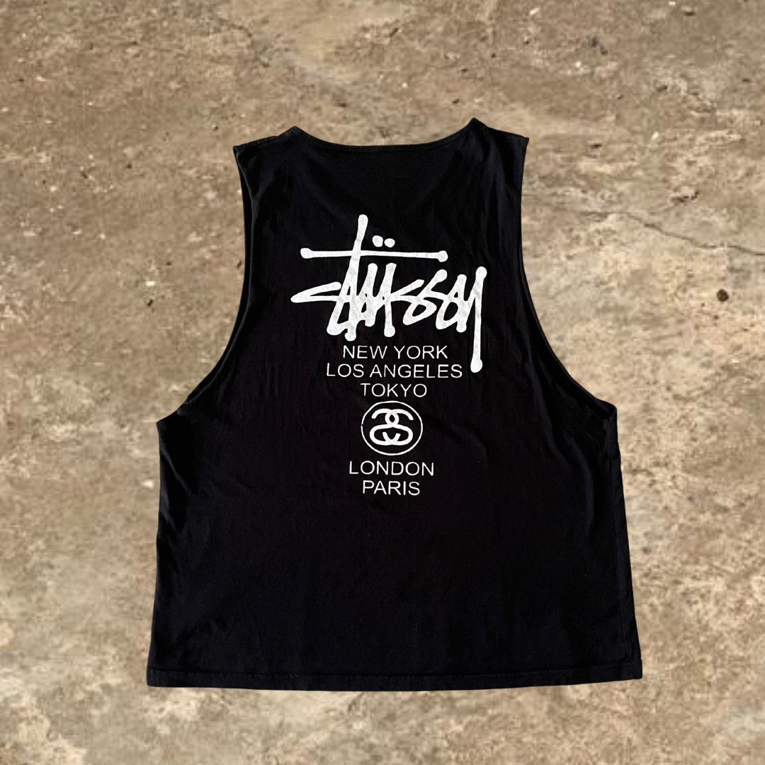 Stüssy NYC Los Angeles Tokyo London Paris Cut Shirt XL Black