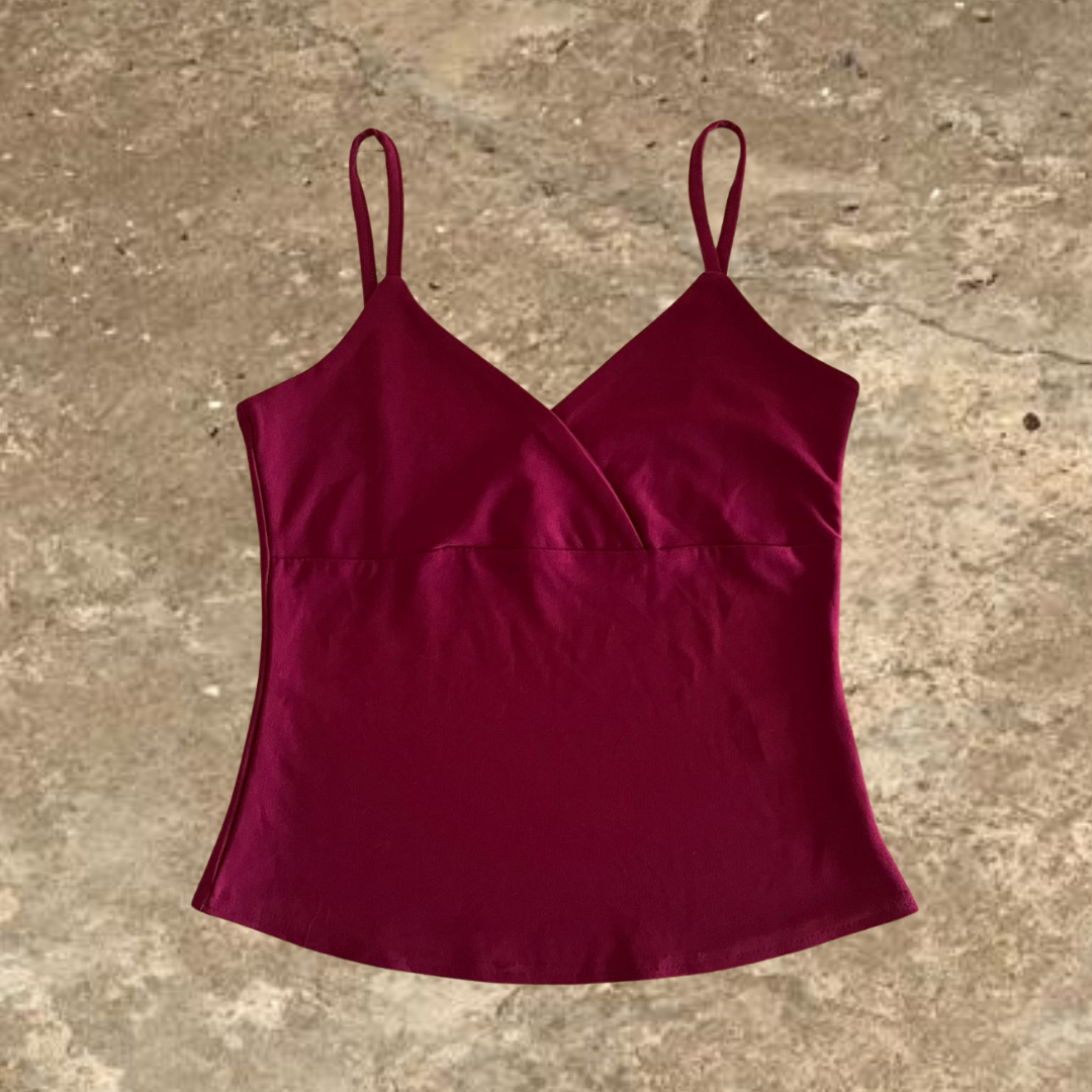 Red V-neck Crop Top