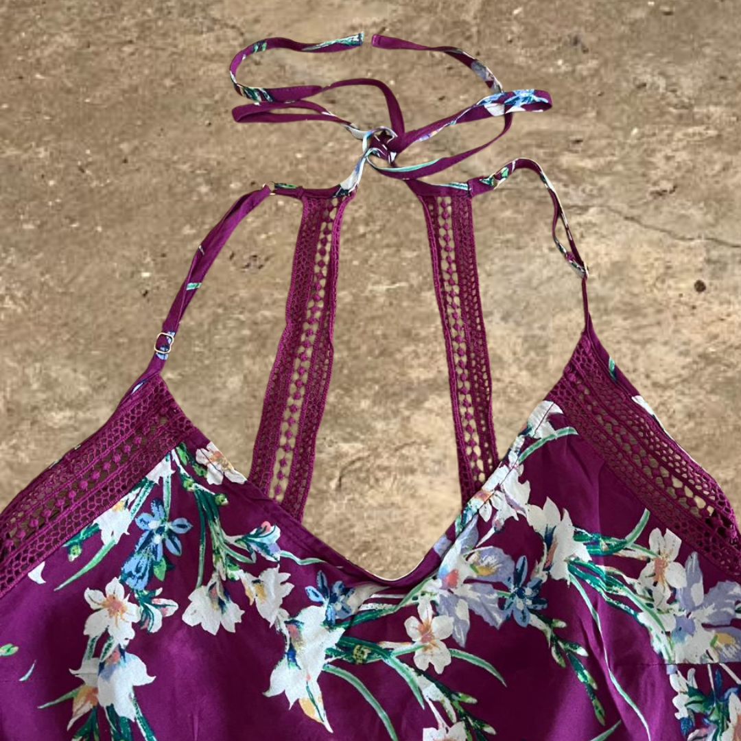 Rorie Purple Summer Flower Designed Top