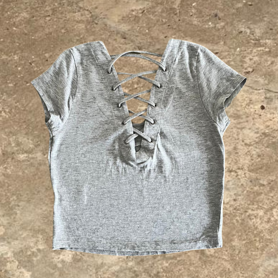 Jay Jays Grey Short Sleeve Women's Crop Top