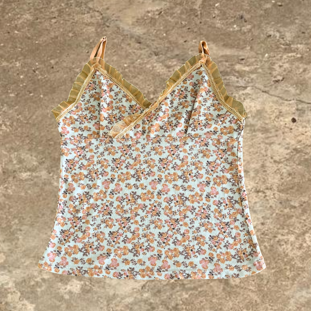 Orange Flower Design Women's Top