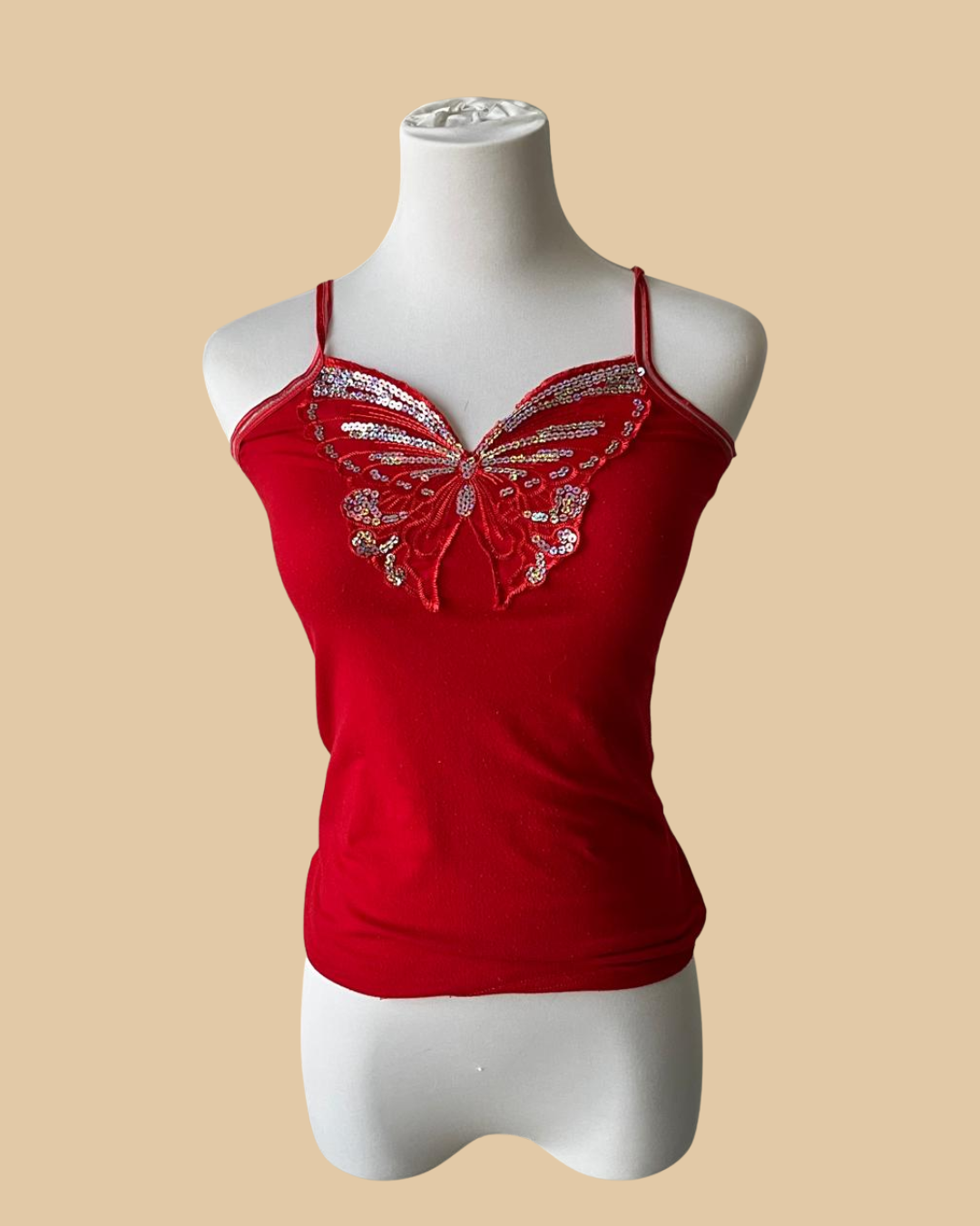 Red Sexy Y2K Butterfly Women's Sleeveless Top