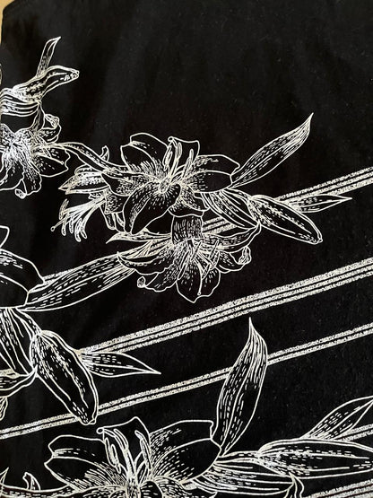 Black Flower Designed Women's Tank Top
