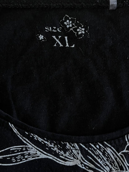 Black Flower Designed Women's Tank Top