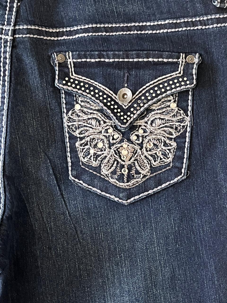 Nine West Y2k Embroidered Dark Blue Jeans