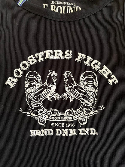 Roosters Fight E-Bound Denim Industries Black Tank Top