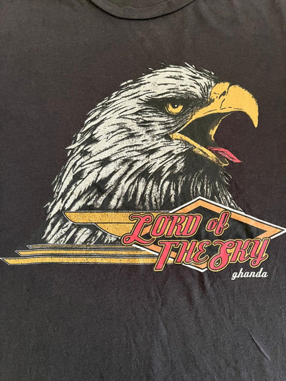 GHANDA T-shirt Black Eagle Graphic Lord of the Sky Surf Top Short Sleeve