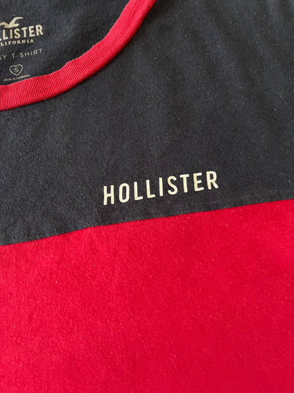 Hollister Blue And Red Cropped Short Sleeve Top