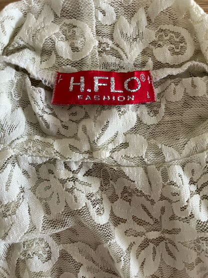 H.FLO Fashion  White Laced Turtle Neck Tank Top
