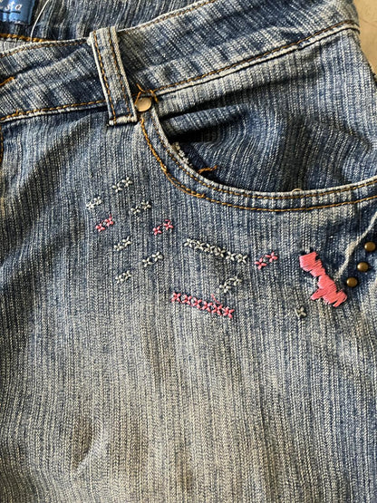Esta Blue Washed Denim Flared Jeans