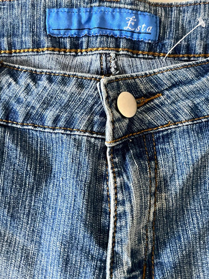 Esta Blue Washed Denim Flared Jeans