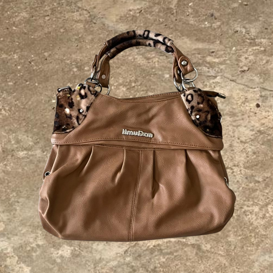 HmuDan Brown Y2K Leopard Print Women's Purse