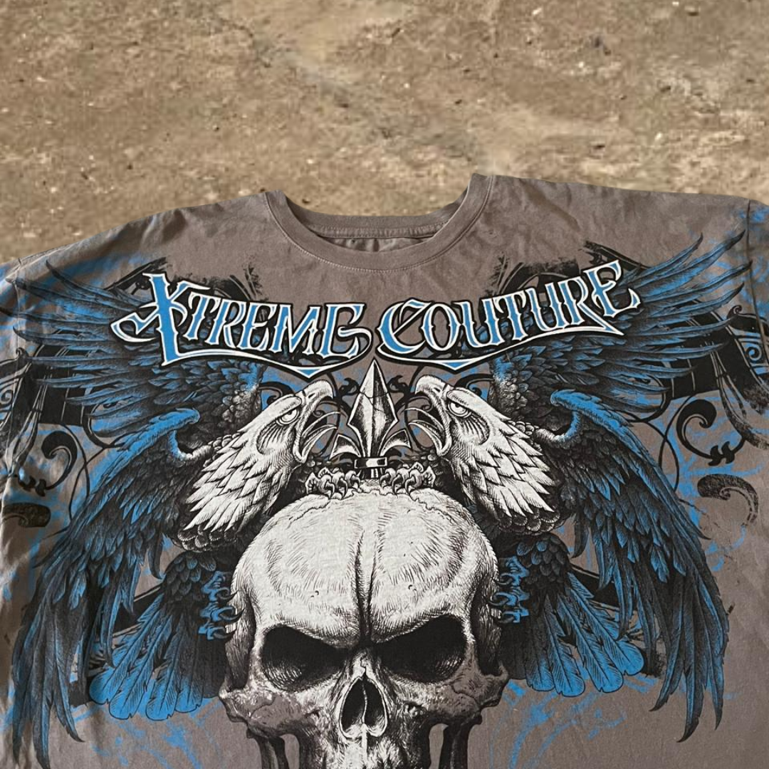 Vintage Xtreme Couture Affliction Men's XXL Crew Neck Grey Tee