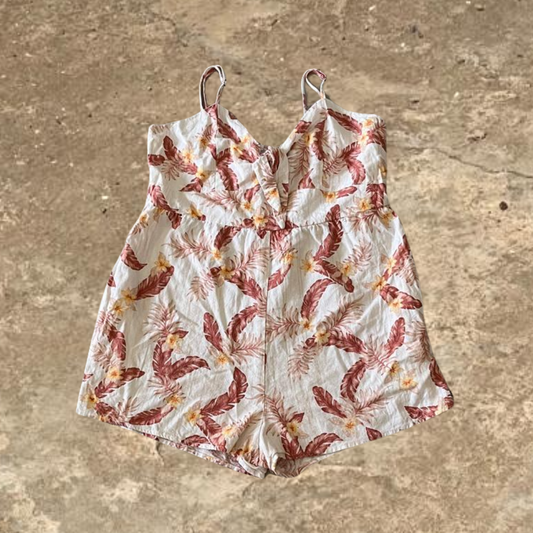 Piping hot White Flower Designed Summer Jump Suit