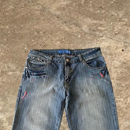 Esta Blue Washed Denim Flared Jeans
