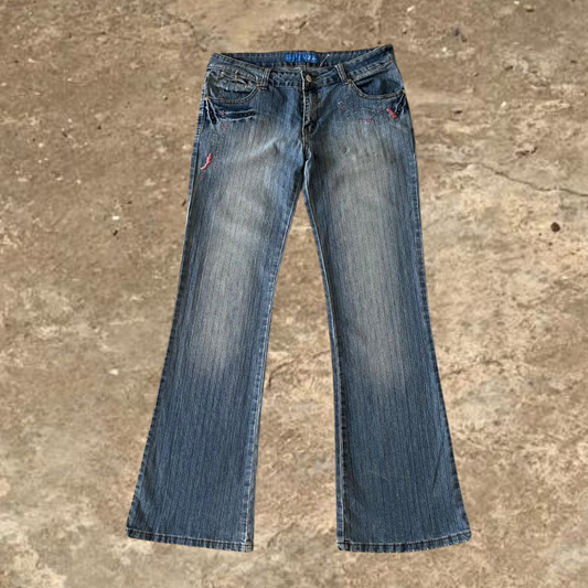 Esta Blue Washed Denim Flared Jeans