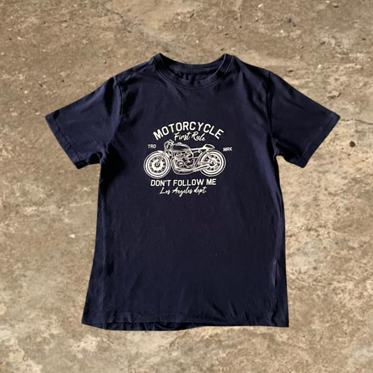 Motorcycle Don't Follow Me Dark Blue Tee