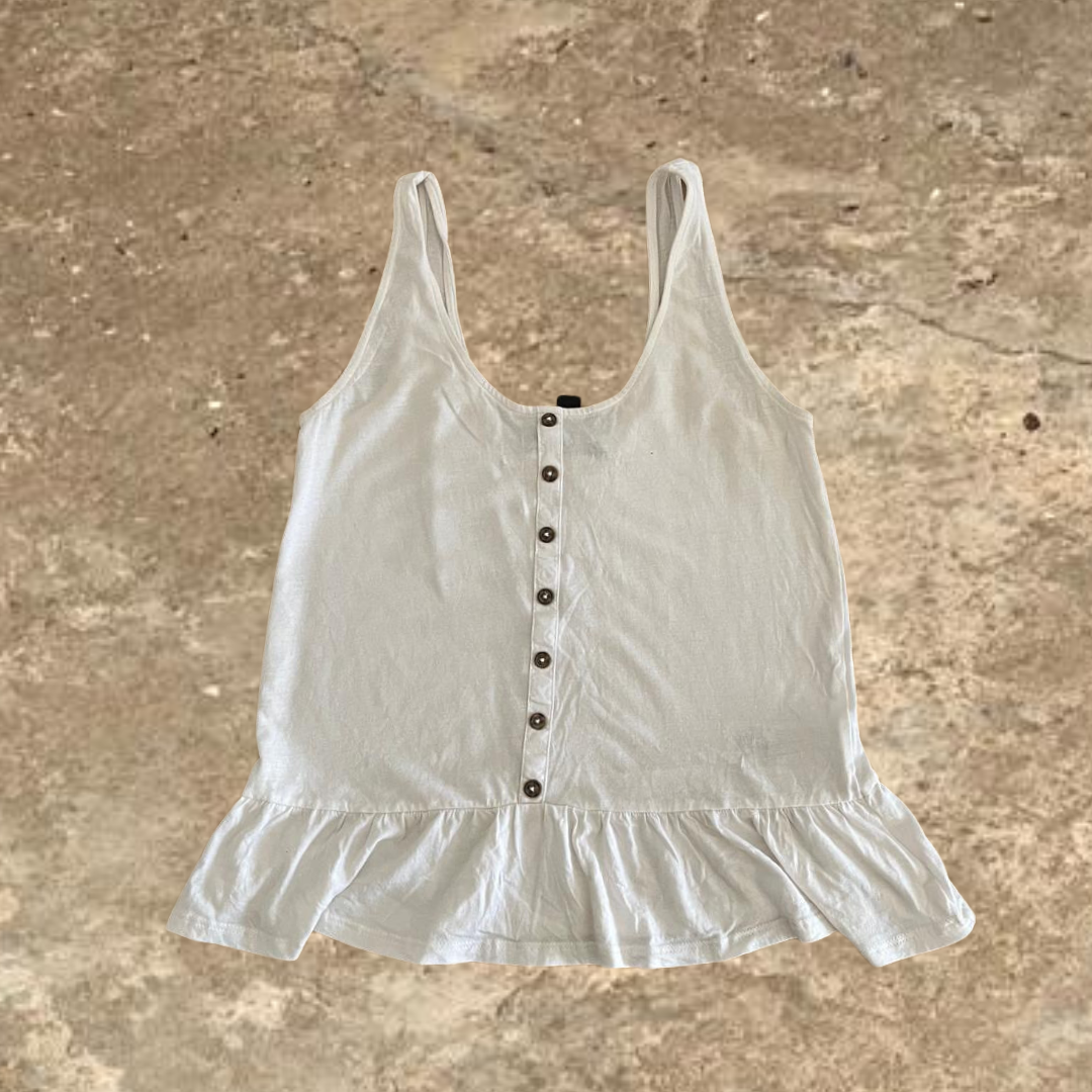 New Look White Button Up Women’s Tank Top