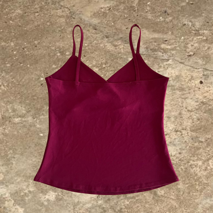Red V-neck Crop Top