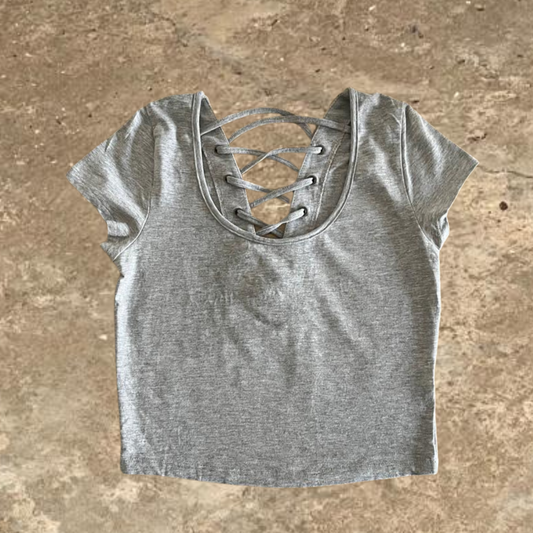 Jay Jays Grey Short Sleeve Women's Crop Top
