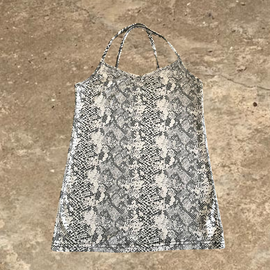 Cross Back Snake Print Sleeveless Women's Top