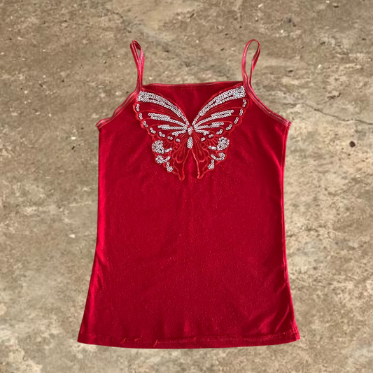 Red Sexy Y2K Butterfly Women's Sleeveless Top