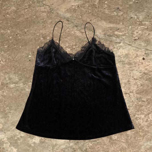 Black Laced Velvet Sleeveless Women's Top