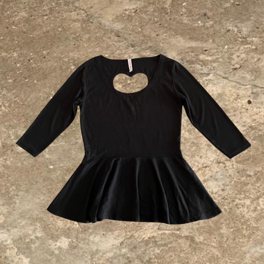 FB Sister Heart Shaped Back Quarter Sleeves Black Shirt